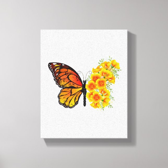 Flower Butterfly with Yellow California Poppy Canvas Print (Front)