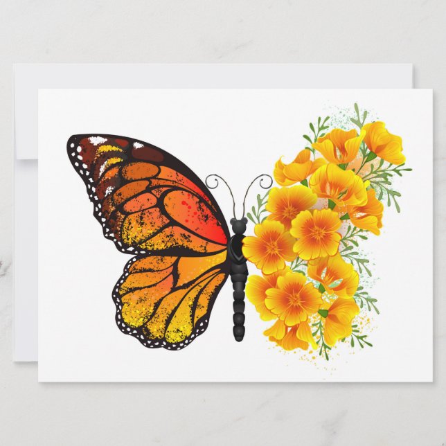 Flower Butterfly with Yellow California Poppy Card (Front)