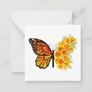 Flower Butterfly with Yellow California Poppy Card