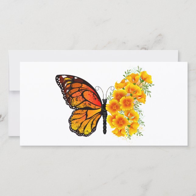 Flower Butterfly with Yellow California Poppy Card (Front)