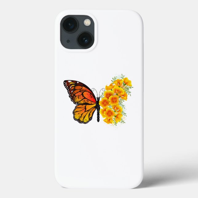 Flower Butterfly with Yellow California Poppy Case-Mate iPhone Case (Back)
