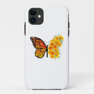 Flower Butterfly with Yellow California Poppy iPhone 11 Case