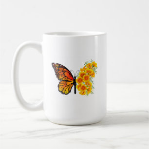 Flower Butterfly with Yellow California Poppy Coffee Mug