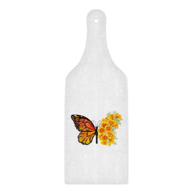 Flower Butterfly with Yellow California Poppy Cutting Board (Front)