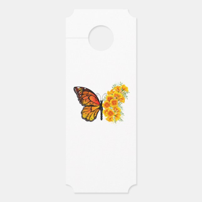Flower Butterfly with Yellow California Poppy Door Hanger (Front)