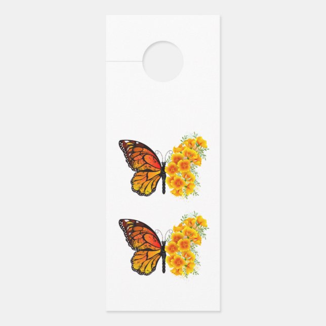 Flower Butterfly with Yellow California Poppy Door Hanger (Front)