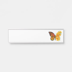 Flower Butterfly with Yellow California Poppy Door Sign