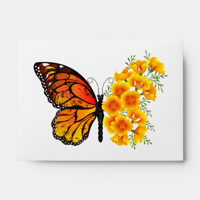Flower Butterfly with Yellow California Poppy Envelope (Front)