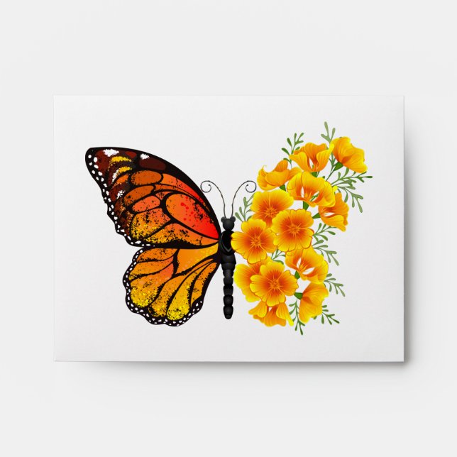 Flower Butterfly with Yellow California Poppy Envelope (Front)
