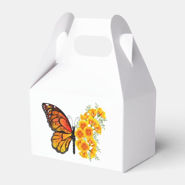 Flower Butterfly with Yellow California Poppy Favour Box (Front Side)