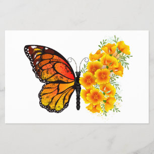 Flower Butterfly with Yellow California Poppy Flyer