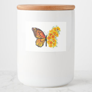 Flower Butterfly with Yellow California Poppy Food Label