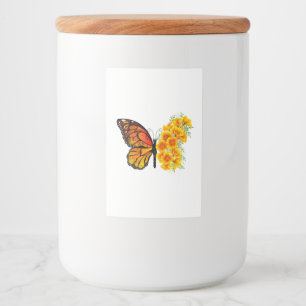 Flower Butterfly with Yellow California Poppy Food Label