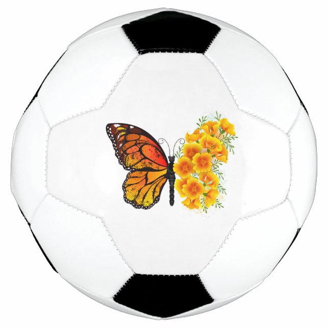 Flower Butterfly with Yellow California Poppy Football (Front)