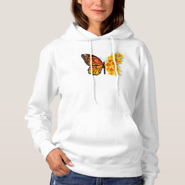 Flower Butterfly with Yellow California Poppy Hoodie (Front)