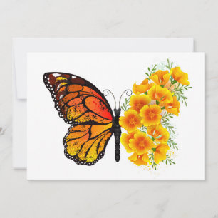 Flower Butterfly with Yellow California Poppy Invitation