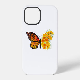Flower Butterfly with Yellow California Poppy iPhone 12 Pro Case