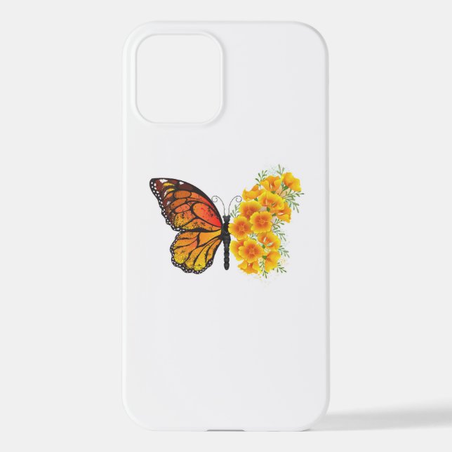 Flower Butterfly with Yellow California Poppy iPhone Case (Back)