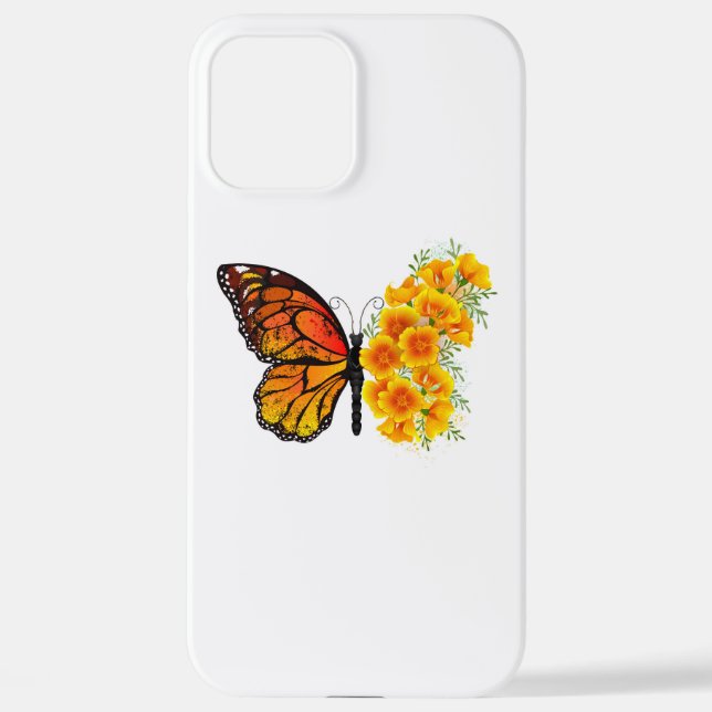 Flower Butterfly with Yellow California Poppy iPhone Case (Back)