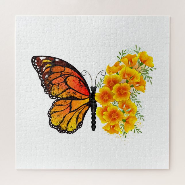 Flower Butterfly with Yellow California Poppy Jigsaw Puzzle (Horizontal)