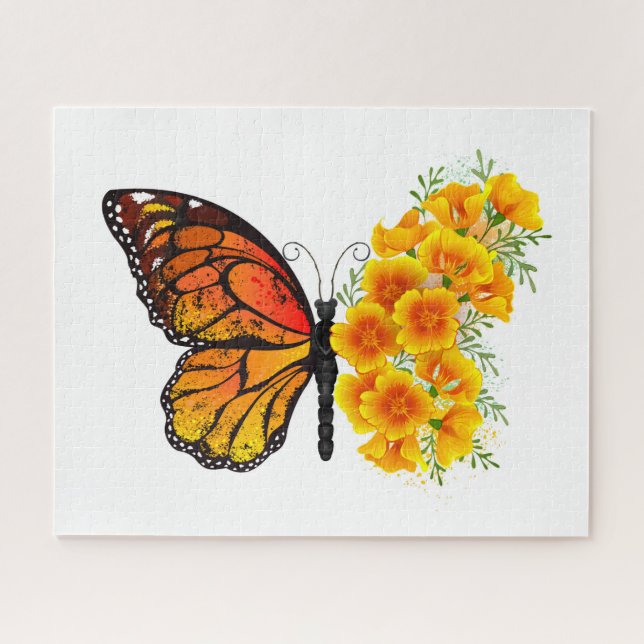 Flower Butterfly with Yellow California Poppy Jigsaw Puzzle (Horizontal)