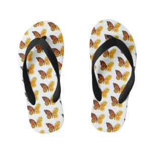 Flower Butterfly with Yellow California Poppy Kid's Flip Flops