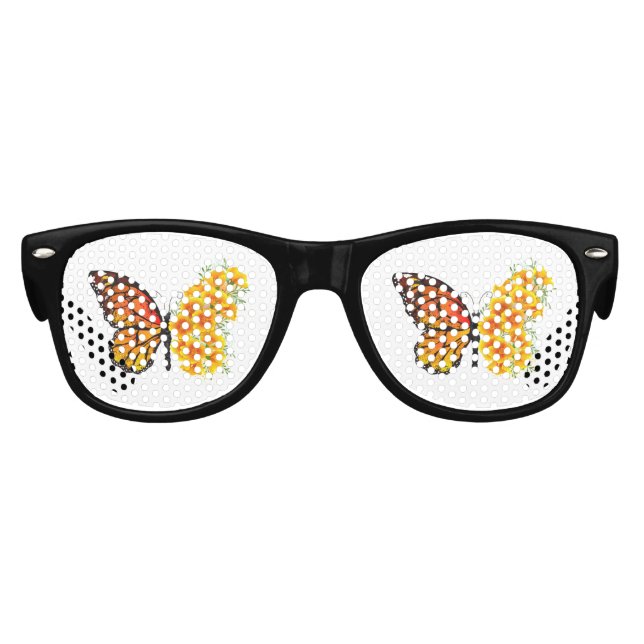Flower Butterfly with Yellow California Poppy Kids Sunglasses (Front)