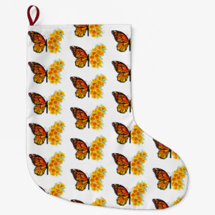 Flower Butterfly with Yellow California Poppy Large Christmas Stocking