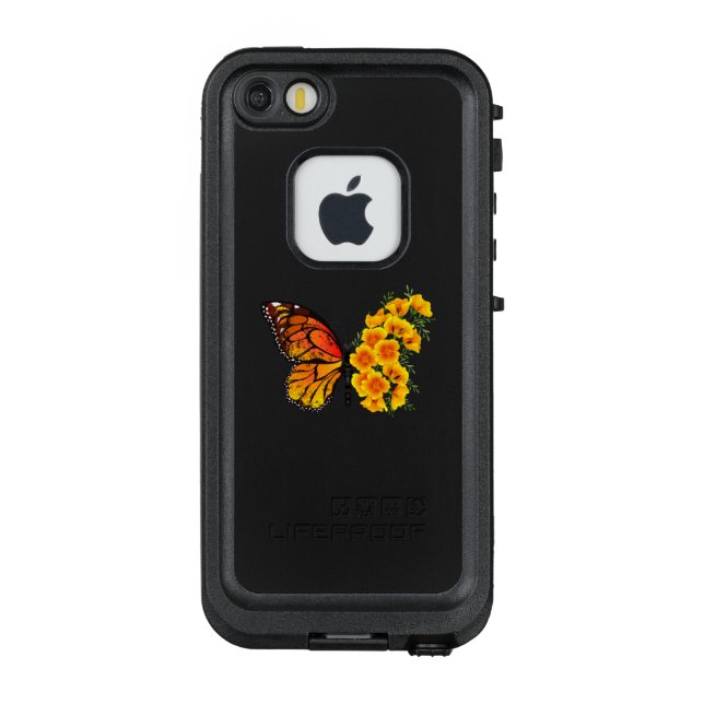 Flower Butterfly with Yellow California Poppy LifeProof iPhone Case (Back)