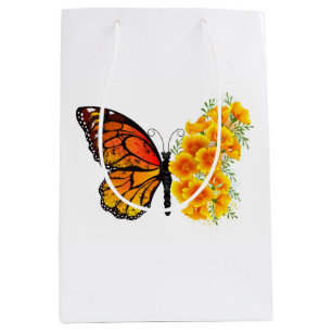Flower Butterfly with Yellow California Poppy Medium Gift Bag