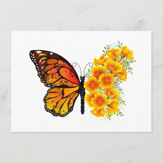 Flower Butterfly with Yellow California Poppy Menu (Front)