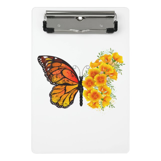 Flower Butterfly with Yellow California Poppy Mini Clipboard (Front)