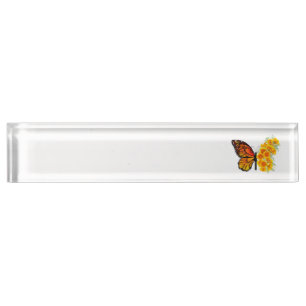 Flower Butterfly with Yellow California Poppy Nameplate