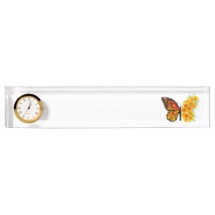 Flower Butterfly with Yellow California Poppy Nameplate