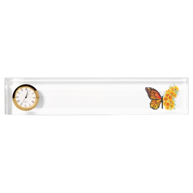 Flower Butterfly with Yellow California Poppy Nameplate (Front)