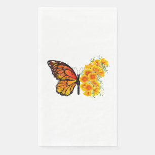 Flower Butterfly with Yellow California Poppy Napkin