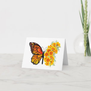 Flower Butterfly with Yellow California Poppy Note Card