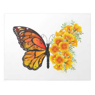 Flower Butterfly with Yellow California Poppy Notepad