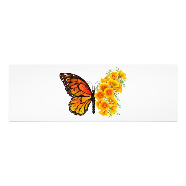 Flower Butterfly with Yellow California Poppy Photo Print (Front)