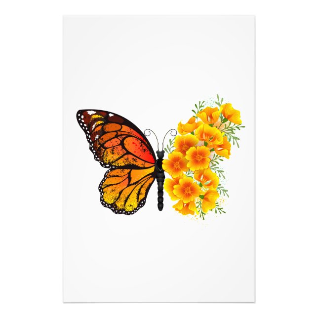 Flower Butterfly with Yellow California Poppy Photo Print (Front)