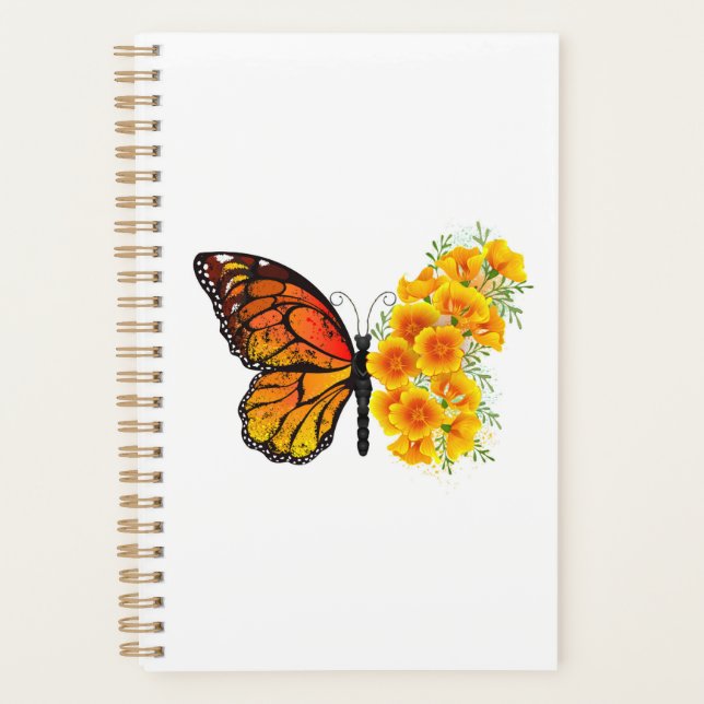 Flower Butterfly with Yellow California Poppy Planner (Front)
