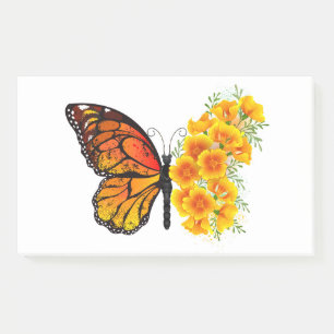 Flower Butterfly with Yellow California Poppy Post-it Notes