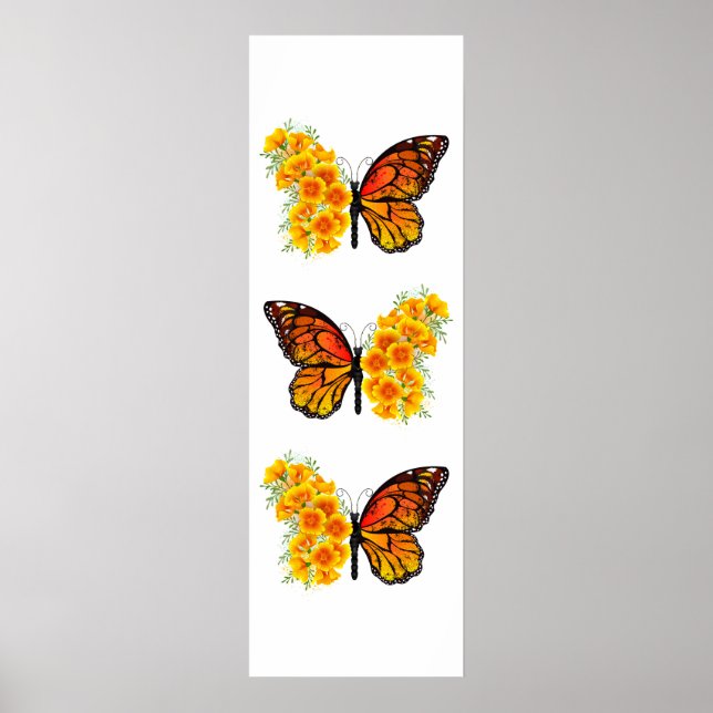 Flower Butterfly with Yellow California Poppy Poster (Front)