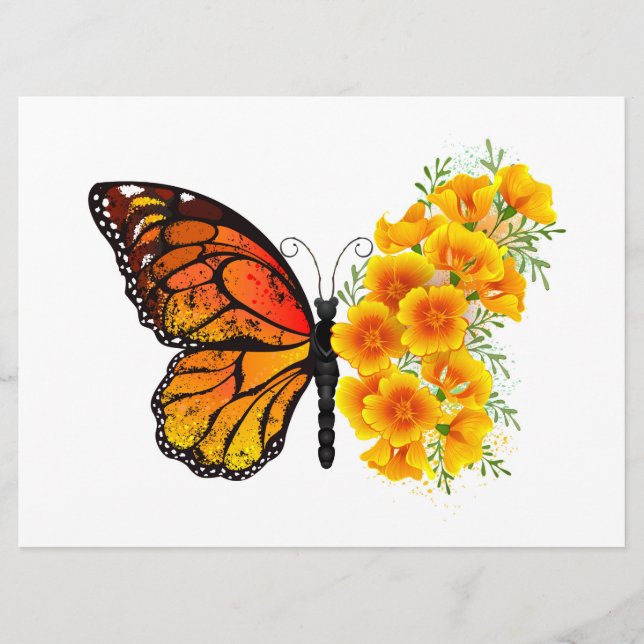 Flower Butterfly with Yellow California Poppy Programme (Front)