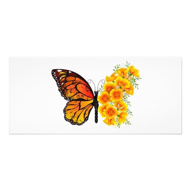 Flower Butterfly with Yellow California Poppy Rack Card (Front)