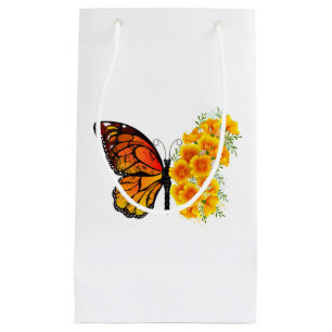 Flower Butterfly with Yellow California Poppy Small Gift Bag