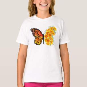 Flower Butterfly with Yellow California Poppy T-Shirt