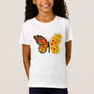 Flower Butterfly with Yellow California Poppy T-Shirt