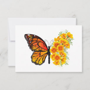 Flower Butterfly with Yellow California Poppy Thank You Card