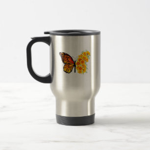 Flower Butterfly with Yellow California Poppy Travel Mug